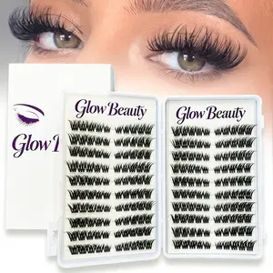 Pre-Glued Dramatic Fox Eye Lash Clusters 200PCS | Press-On Volume Cat Eye Lashes for Beginners | Reusable Fluffy Wispy Lashes No Glue Needed for Bold Lifted Eye Look