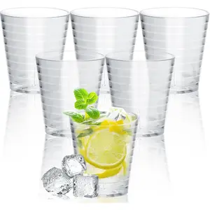 6 Pcs Plastic Cups, Clear Reusable Drinking Glasses, Acrylic Stackable Tumblers, Transparent Unbreakable Water Cup for Bar Home Kitchen Party Picnic Juice Cocktail Wine (260ml/9oz)