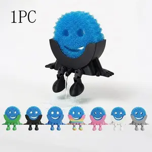 LDSK Cute Hanging Sponge Holder, Fun Sponge Holder, Smiley Face Sponge Holder with Drainage Keeps Your Sponge Dry & Smiling, Sink Caddy For Scrub Daddy Holder, Space-Saving & Quick Drying Sponge Storage Organizer, Kitchen