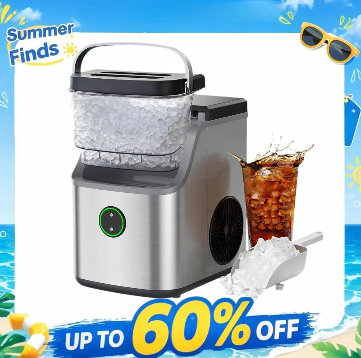 Silonn Nugget Ice Maker Countertop, Ice Basket with Handle, Quiet Operation & Self Cleaning Ice Machine, Chewable Ice, 33 lbs/24H, Portable Pellet Ice Maker with Scoop for Home, Kitchen and Office,home essentials,back to school,back to school haul