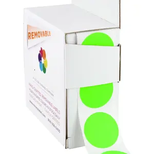 1 Inch Round Colored Stickers, High Visibility Removable Color Coding Labels, Easy to Write On Colored Sticker Dots - 1000 Stickers per Dispenser Box, Matte Finish Fluorescent Green
