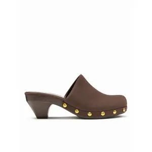 Cider FAUX SUEDE STUDDED MULE HEELS