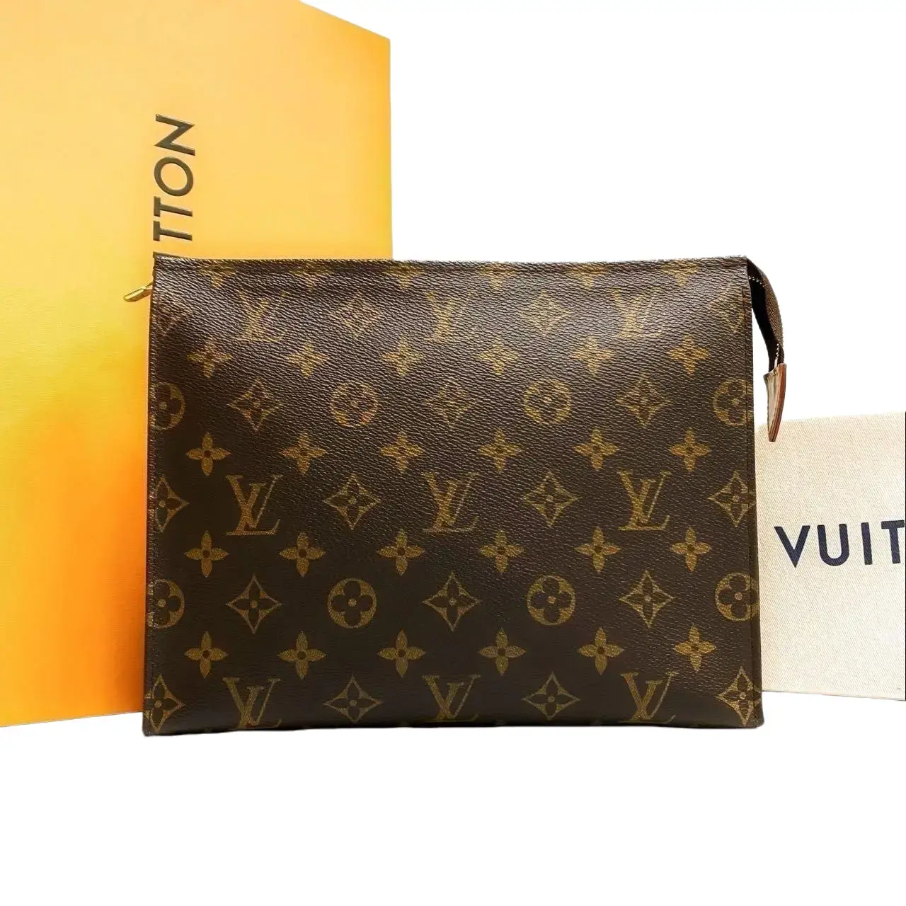 Pre-owned Louis Vuitton Leather Clutches & Wristlets CALUXB Monogram Poche Toilette NM