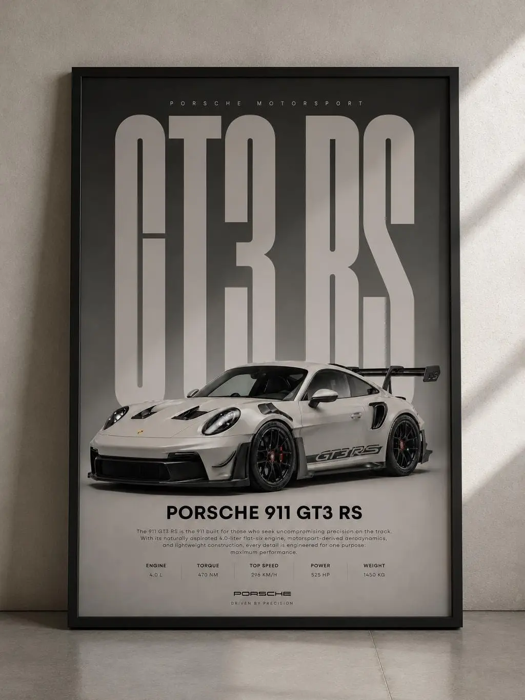 Porsche 911 GT3 RS Poster, GT3 RS Wall Art, Porsche Motorsport Print, Product without frame
