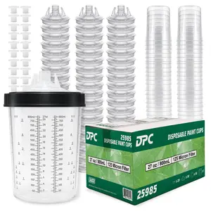 Disposable 27 Ounce (800ml) Paint Spray Gun Cups Liners and Lid System, 50 Pack 125 MIC Kit