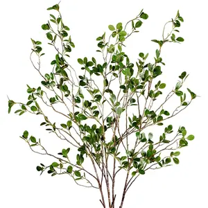 43'' 4 count Artificial Ficus Branches Faux Leaf  Green Eucalyptus Branches Artificial Greenery Stems  Ficus Twig  for  Office Wedding Vase Filler Shop Decoration