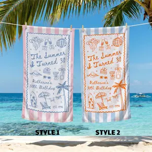 Custom Birthday Trip Beach Towel, Personalized Vacation Gift, Summer I Turned 30 40 50 Beach Towel, Family Trip Towel, Birthday Gift for Mom