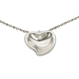 Pre-owned Tiffany & Co. Sterling Silver 925 (Ag925) Small Leather Goods Tiffany&Co. Curved Heart Silver Necklace