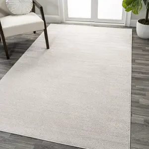 JONATHAN Y Haze Solid Low-Pile Indoor Ivory Area Rug; for Living Room, Kitchen, Bedroom, Dining Room, Office