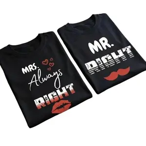 Matching Couples T-Shirts for Men & Women – Mr. Right & Mrs. Always Right Funny Graphic Tees – Cute Couple Shirts for Honeymoon, Anniversary, Wedding Gift – Unisex Soft Cotton Blend Breathable Streetwear Outfit – Gift for Husband & Wife