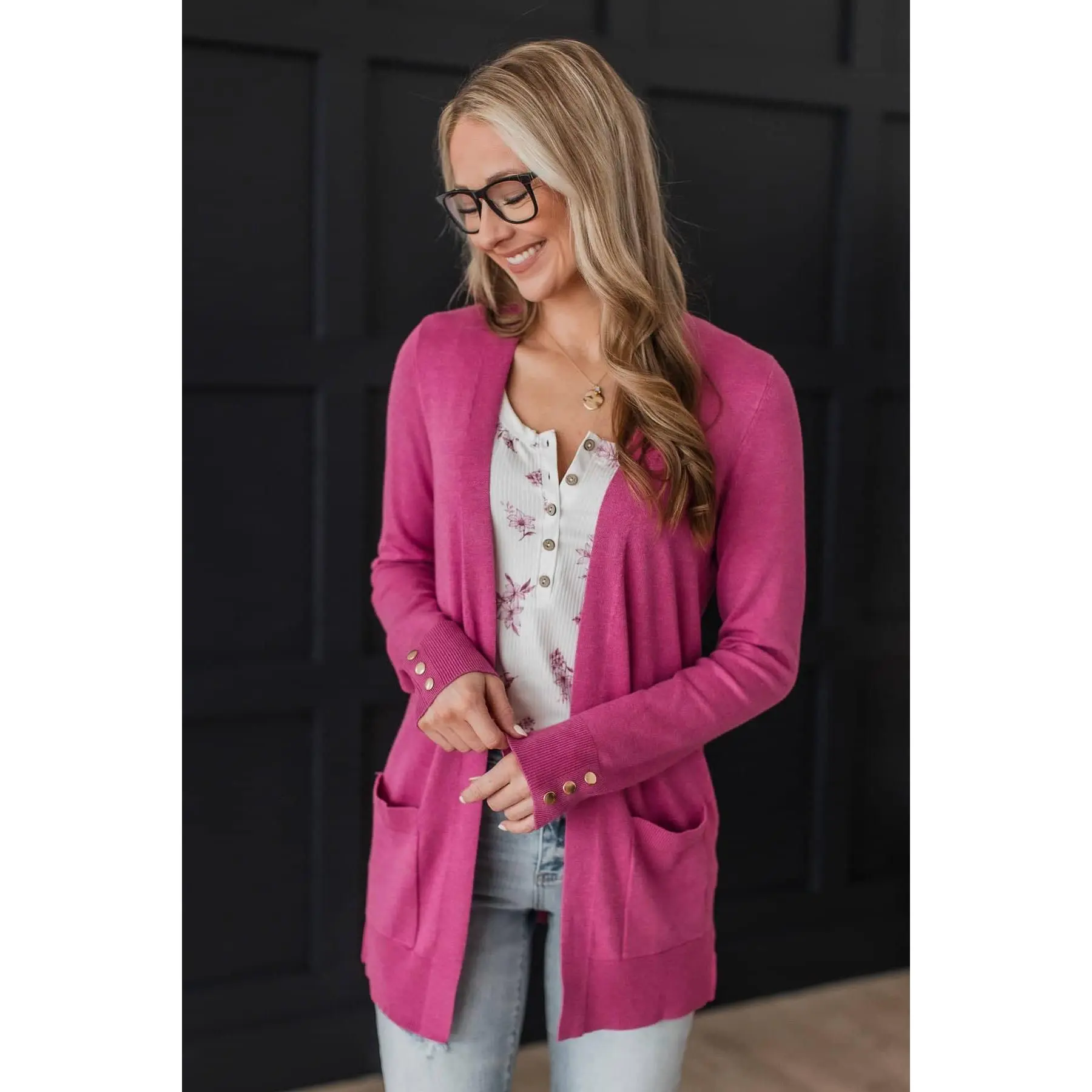 Going With You Open Front Knit Cardigan- Berry