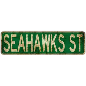 HOUVSSEN Seahawks ST Street Sign Rustic Vintage Retro Metal Decor Wall Shop Bar Fun Metal Sign 4x16 Inch Vintage Plaque Handicraft Best Gift Metal Tin Sign 8x12inch