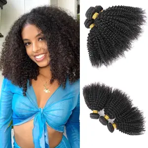 Bundles Brazilian Afro Kinky Curly Human Hair Bundles 1 Pc Or 3Pcs  Afro kinky Curly Human Hair Weave Bundle Deal Hair Extensions Black Color Quick Weave Sew in Extension Very Soft Human Hair wig For Women