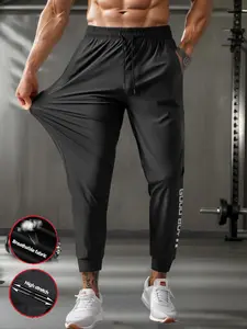 Men's Casual High-Quality Straight Leg Fitness Pants, Streetwear Solid Color Versatile Bottoms, All-Season Sportswear, Fashionable and Stylish