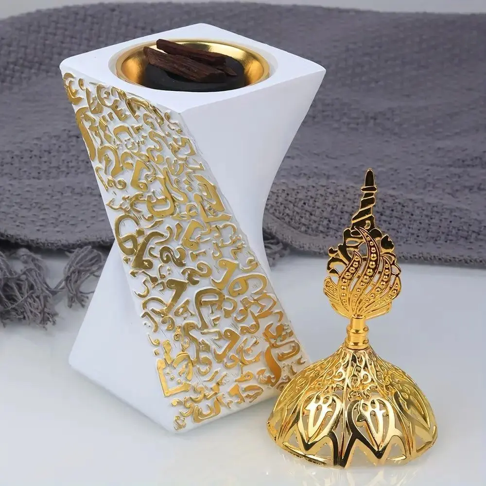Rotating Square Incense Burner, Bakhoor Burner, Exquisite & Style with Lid, Creative Aroma Diffuser, Fragrance, Home Office Bedroom Decor, Relaxation Handicraft Gift, Bakhoor Incense Burners