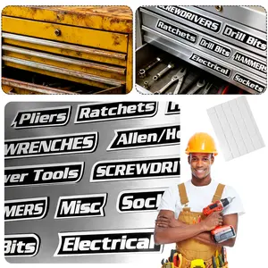 12 Pack of Magnetic Toolbox Labels, 3D-Printed Tool Box Labels, General Tool Box Organize Accessories, Reusable Tags for Steel Toolboxes, Carts, Drawers, and Cabinets (Black)