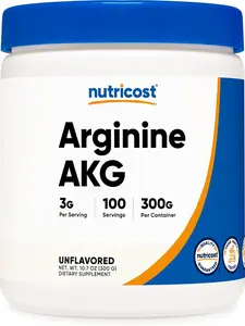 Nutricost Arginine AKG Powder 300 Grams (AAKG) - 3G Per Serving & 100 Servings - Pure Arginine Alpha Ketoglutarate Vitamin Healthcare