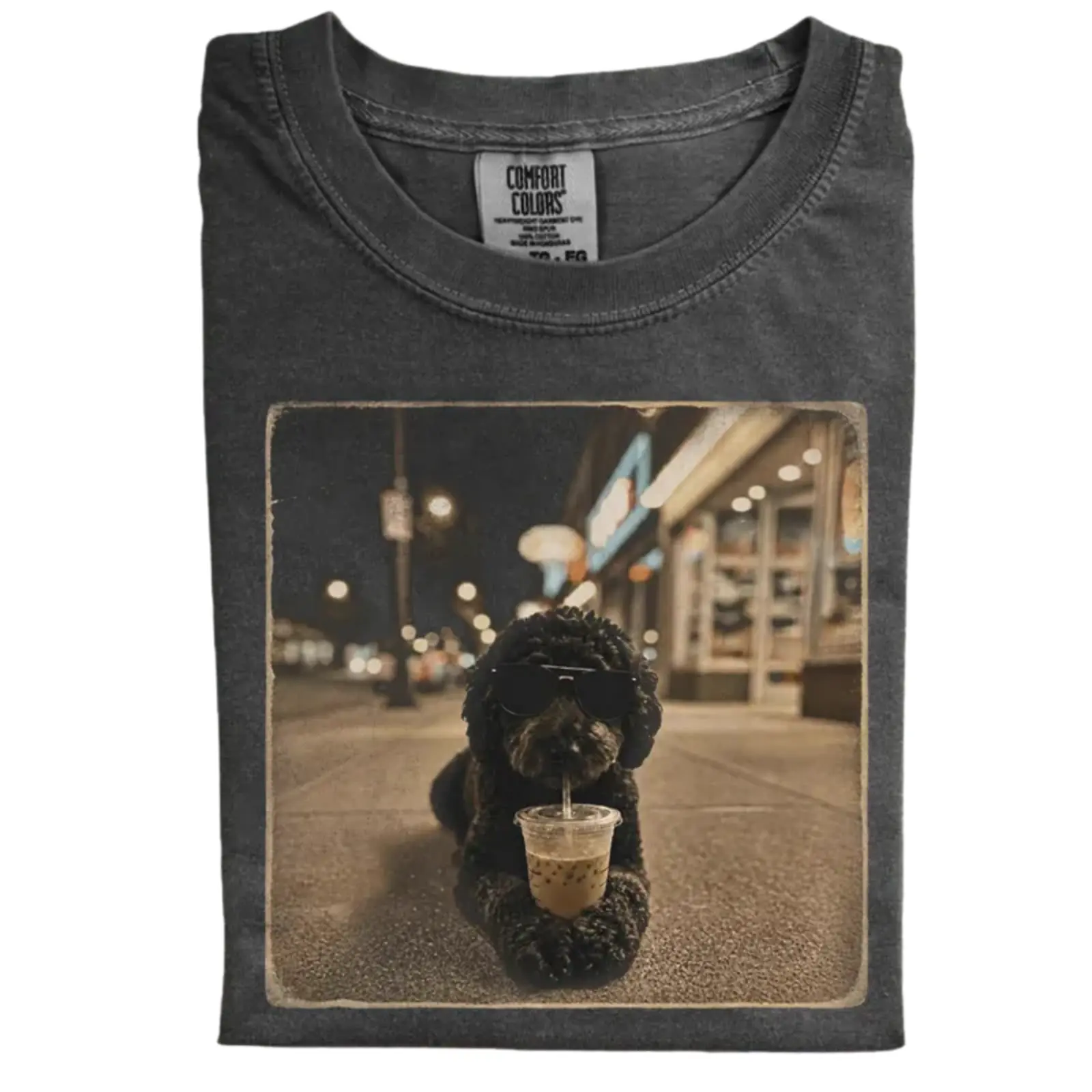 Black Golden Doodle Coffee Comfort Colors T-shirt, Vintage 90s Funny Edgy Dog Meme Tee, Unisex Fit Design, Casual Streetwear, Gift for Dog Lovers
