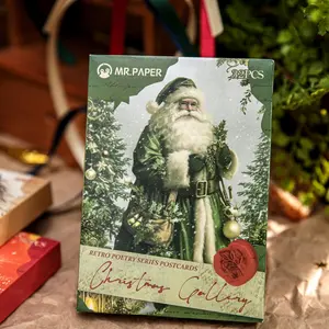 32 Vintage Christmas Animal Postcards, Retro Poem Series Decorative Paper, Illustration Style, Collectible Art Cards, Perfect for Scrapbooking and Crafts