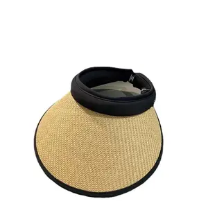 2026 Summer "Instagram-Style" Sun Visor — Korean-Inspired Open-Top Sun Hat with Blackout Coating, Wide-Brimmed Straw Visor for Women, Trendy Headband-Style Sun Hat