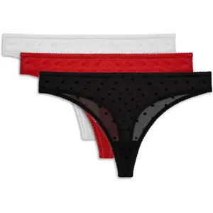Sexy Thongs Panties for Women Lace Low  Soft Comfortable Breathable Underwear 3 Pack