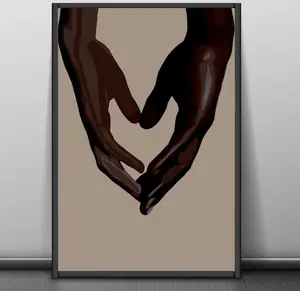 Black couple Holding Hand Poster Unframed, Black Love Wall Art, Fashion Wall Art, House Decor, Home Decor, Room Decor, Abstract Printable Black Art
