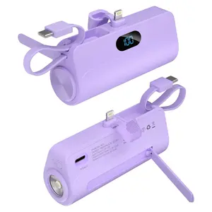 Portable Charger, Power Bank, 5000mAh Mini Ultra Compact Portable Phone Charger Battery Pack for iPhone，Android (Black&Purple)Accessories Smartphone