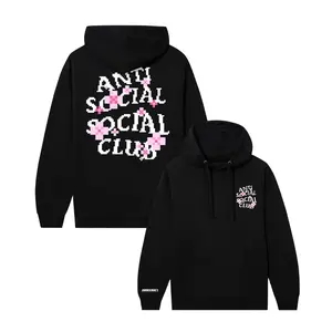 ASSC Cherry Blossom Pixel Effect Classic Unisex Hoodie Gildan Vintage Gothic Graphic Cotton Poly Hooded Sweatshirt for Womenswear Tops