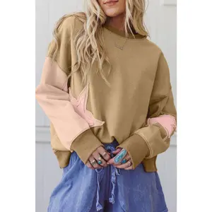 Star Patchwork Colorblock Oversized Sweatshirt