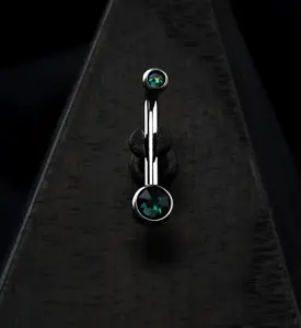 Vertical Clitoral Hood Emerald CZ Bar