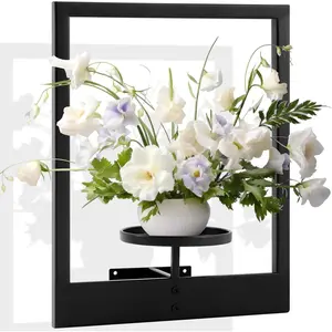 1 Pc Plant Stand Picture Frame Hanging Planter Wall Rack Metal Holder for Fake Greenery Wall Shelf Decoration for Indoor,Outdoor
