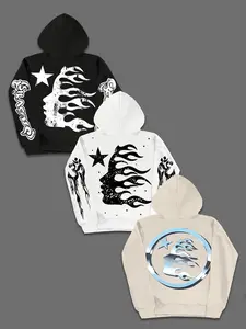 Men's Letter Print Hoodie, 3 Counts Street Fashion Casual Drawstring Pocket Hooded Sweatshirt for Daily Holiday Outdoor Wear, Men Clothes for Fall & Winter