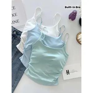 Women 3pcs Pure Pleated Back Support Bra Body Shaper Built-in Bra Top Slim Fit Cut Soft Fabric Elegant Style Office Wear Daily Sports Bras