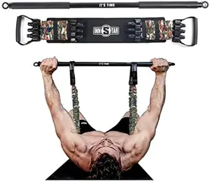 INNSTAR Adjustable Bench Press Band with Bar, Upgraded Push Up Resistance Bands, Portable Chest Builder Workout Equipment, Arm Expander for Home Workout,Gym,Fitness & Travel poly cord straps leg  bounce