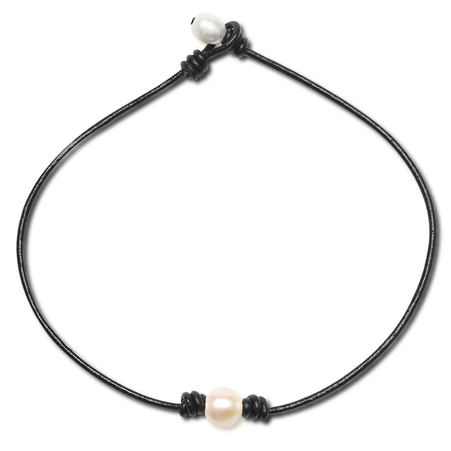Black Leather Choker Necklace Genuine Wrap Rope With 2.0mm Cord 14 15 16 18 Inch