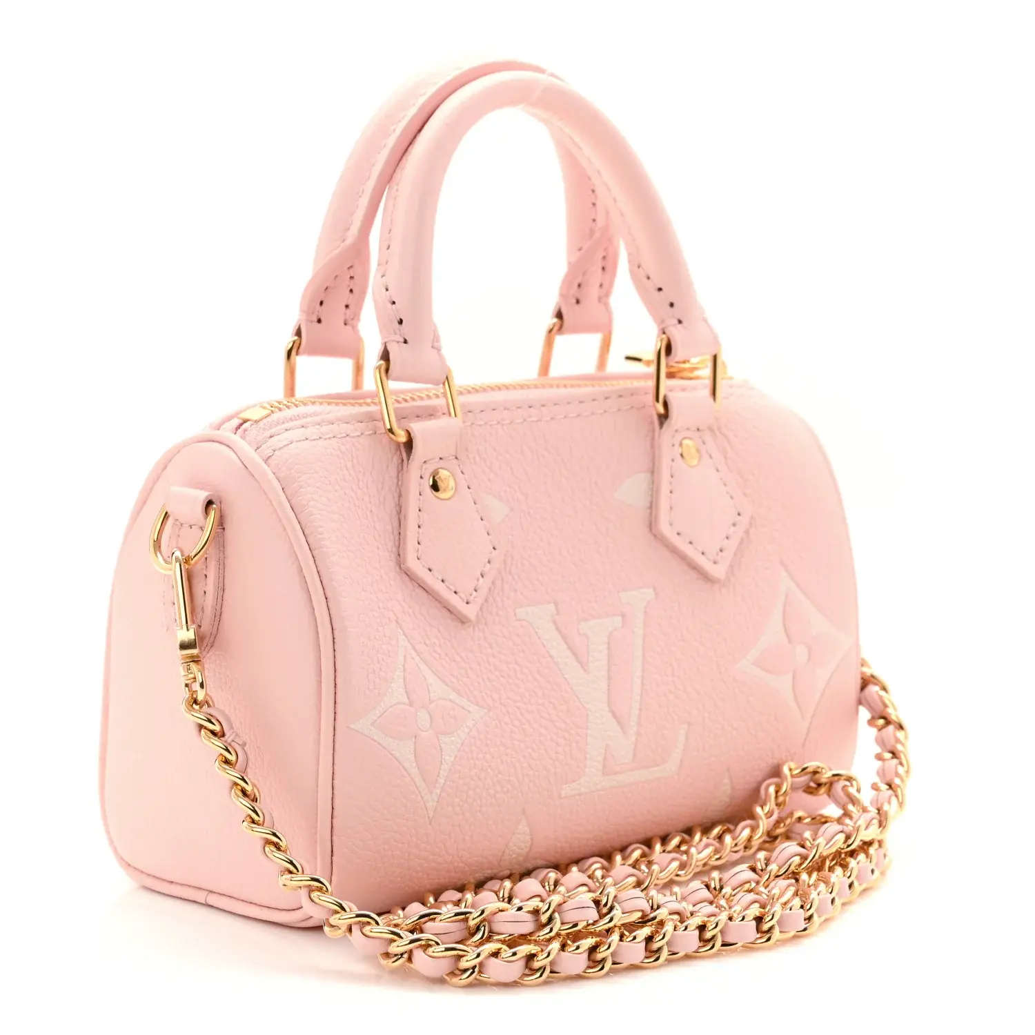 Pre-owned Louis Vuitton leather Crossbody Bags Empreinte Monogram Giant Nano Speedy Pink Creme JZ00175 yongzhen