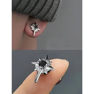 1 Pair Of Male Star Magnetic Earrings, Hip-Hop Style Earrings Non Piercing Jewelry