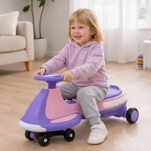 12v Electric Wiggle Ride-on Car With Bluetooth Music & Led Flashing Wheels, Rechargeable Anti-rollover Swing Car For Kids Ages 3+