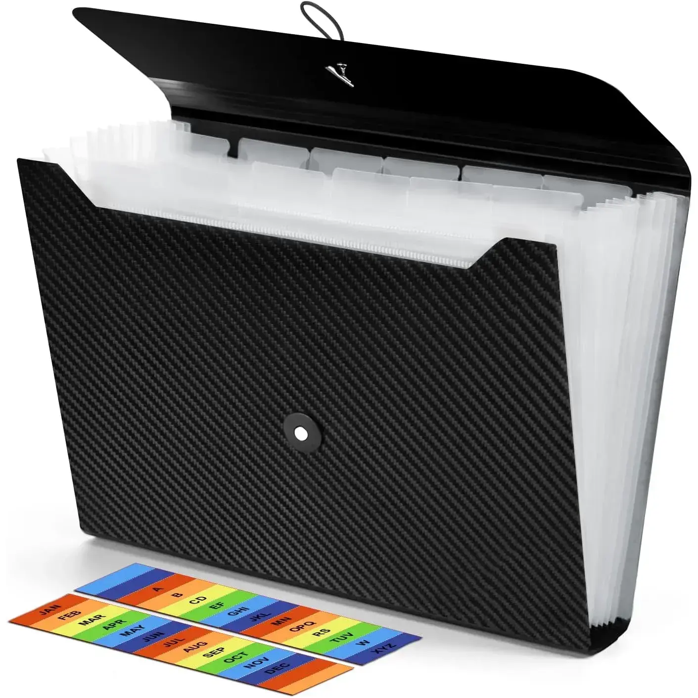 13-Pocket Expanding Accordion File Folder, A4 Letter Size Document Storage Organizer with Customized System for Classifying and Finding Files, Ideal for Office, Home Use (with Rainbow Stickers), Accordion File Organizer