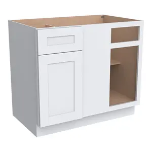 Shaker-Inspired Concealed Corner Base Cabinet Ideal for Kitchen, Laundry, and Workspace, Featuring 1 Drawer, 1 Shelf, and 1 Door