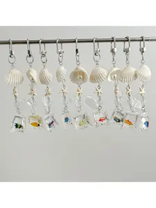 Natural shell pendant wind chime bag charm keychain bag accessory original ocean-themed tropical fish cute phone charm