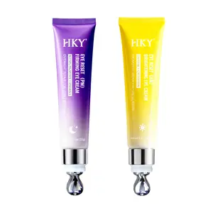 HKY Eye Reset PM Firming Eye Cream Retinyl Palmitate Vitamin E Overnight Care with Cooling Metal Roller Fragrance Free 0.71 oz Gentle