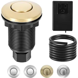 VEVOR Garbage Disposal Air Switch Kit, 2.5" Sink Top Air Switch for Food Waste Disposal, Brushed Gold Stainless Steel ON/OFF Air Button for Waste Disposer - Suitable for Stainless Steel Countertops