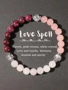 Natural Garnet Crystal Beaded Bracelet, Love Stone Bracelet, Spiritual Jewelry, Unisex Chakra Balance Energy Gift