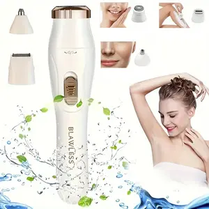 Women's USB Rechargeable Electric Shaver & Trimmer Set, Painless Hair Removal for Underarms, Bikini Line, Nose, Body, Long-Lasting Battery