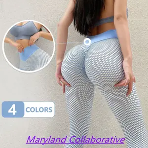 Seamless knitted honeycomb yoga pants, peach hips, sexy hips and hips, quick-drying exercise pants and fitness pants.