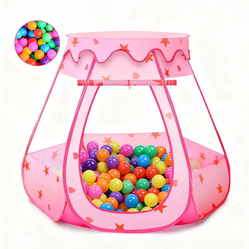 JungleDove Princess Play Tent Playhouse - Polyester Toddler Tents Indoor for Girls, 44×39×35 In Active Play Ball Pit, Outdoor/Party/Sports Playset with 50 Colorful Balls, Portable Carry Bag, Ideal Birthday Gift, 44×39×35 Inches