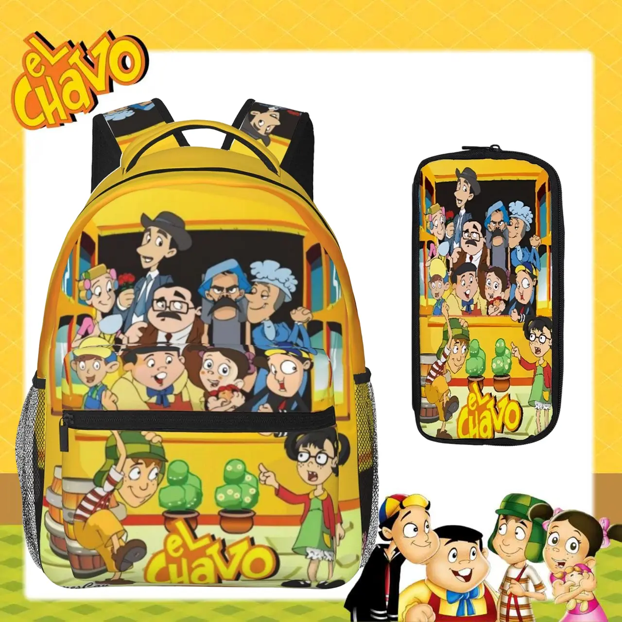 Fashion El chavo Backpack Large Capacity Chavo Daily Commuter Bag for Outdoor Hiking Business, Cartoon Casual El chavo del ocho party supplies Laptop Daypack for Women Men & Gift Giving