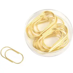 20pcs Gold Jumbo Oversized Paper Clips 50mm/2 inch Non Skid Smooth Finish Steel Wire Office Supply Accessories