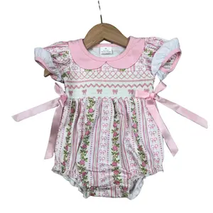 Baby Girl Summer Bubble Bows Smock Girl Summer Romper Birthday Clothes